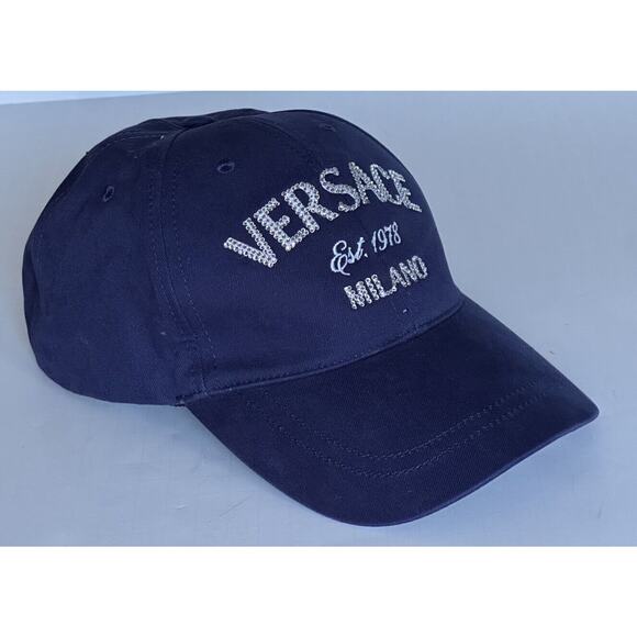 Versace Logo Drill Cotton Baseball Cap Hat Blue Size 60 Italy 1012752 NWT $550 main image 12